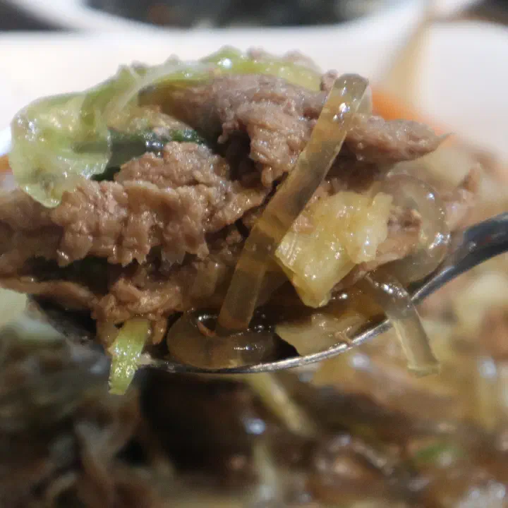 Close-up of tender, well-cooked bulgogi