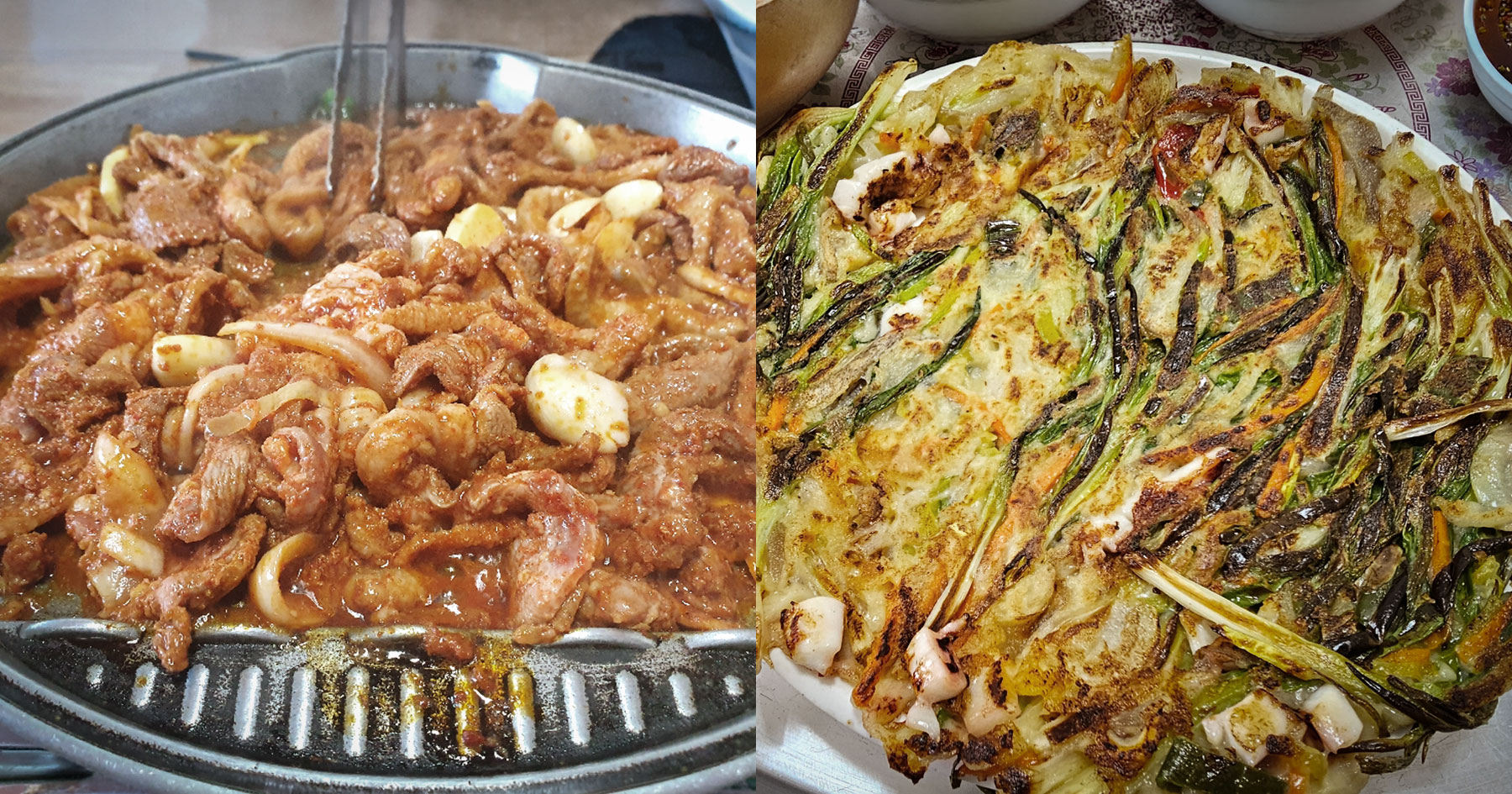 A spread of duck bulgogi at Jinjujip