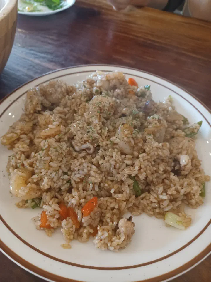Shrimp and octopus fried rice at Cheongchun Kitchen, loaded with seafood