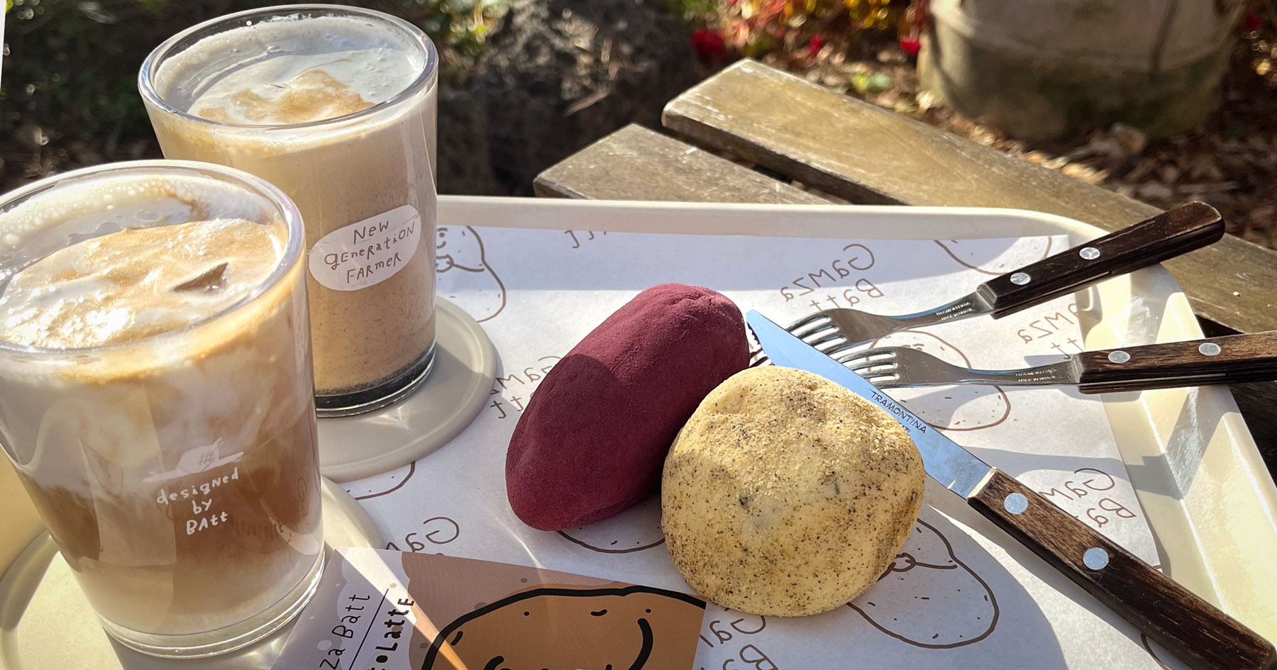 Potato bread and garden at Gamzabatt in Chuncheon