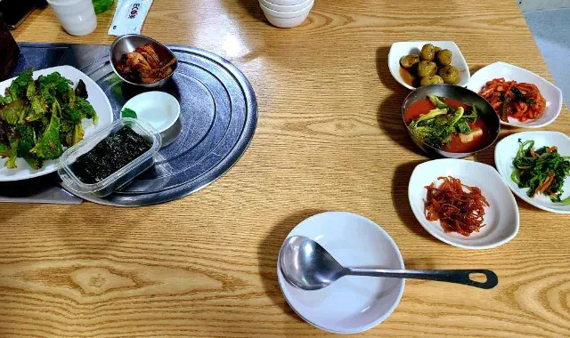 A home-style banchan set at Dulle Sikdang