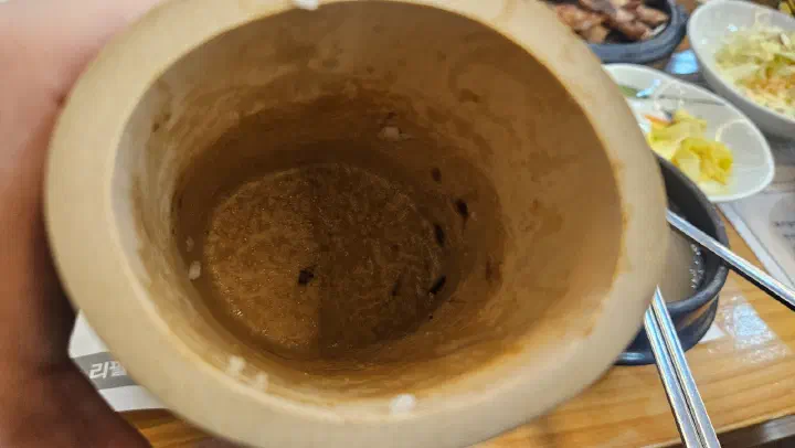 Empty bamboo rice cup you can take home from Hansangeun Daetongbapjip