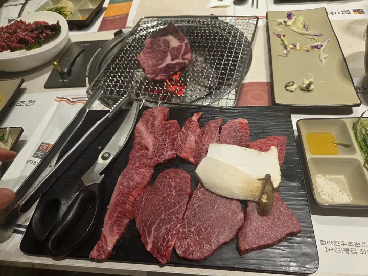 Mixed hanwoo cuts plate at Cheolma Hanwoo Chowon