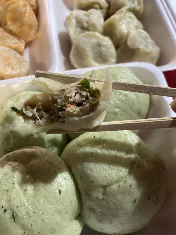 Ilgwangdang&rsquo;s jumbo dumpling split open, full of filling