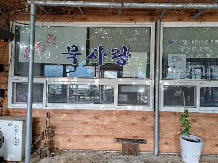 창가 자리에서 보이는 시골 풍경