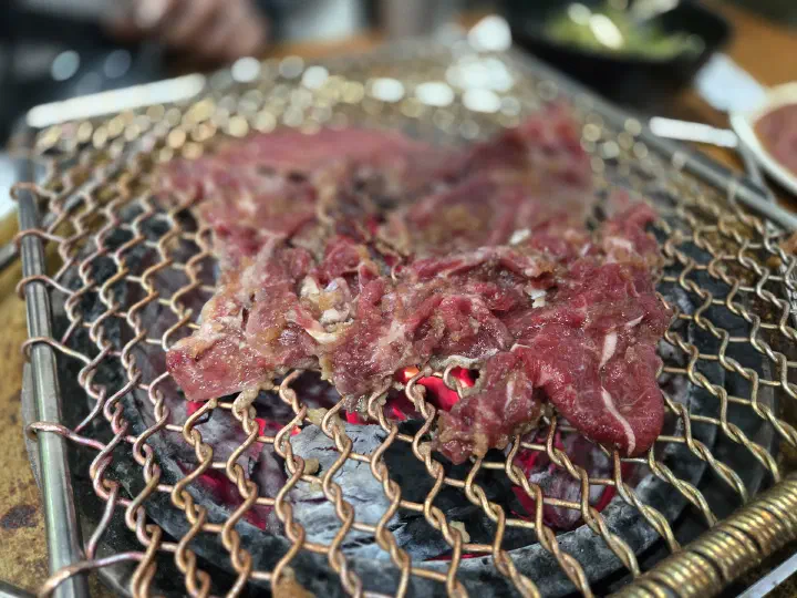 Marinated bulgogi, raw, by the Seocheon stream