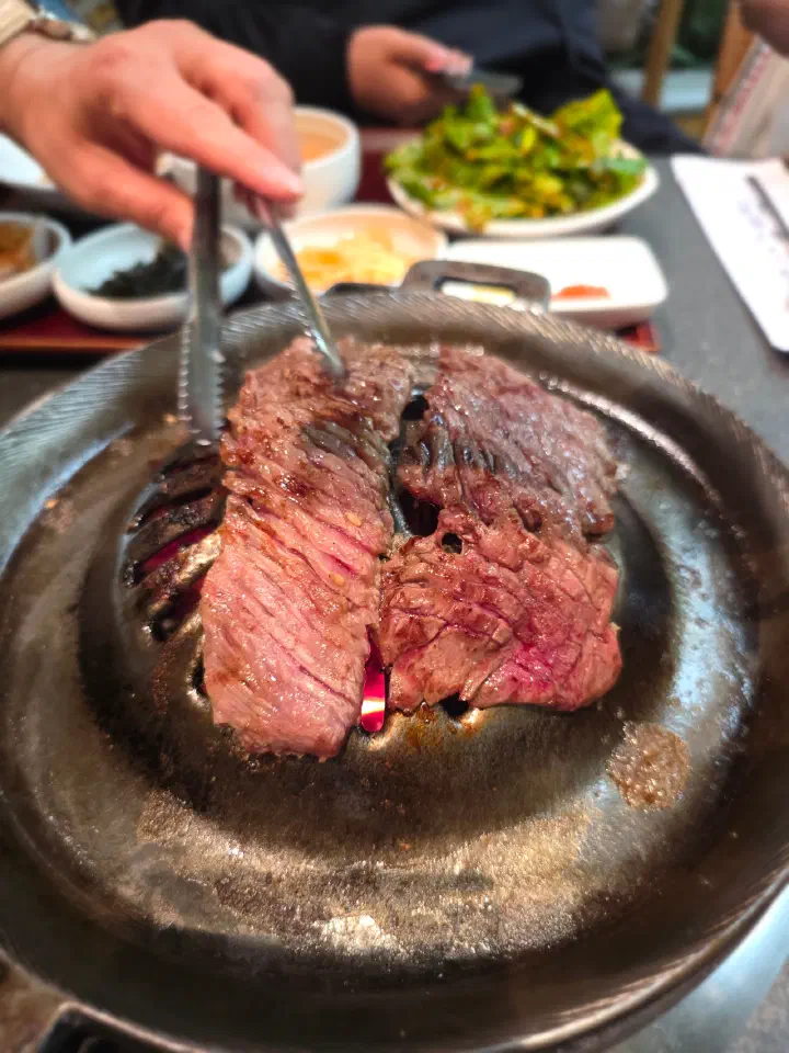 해운대암소갈비집 숯불 구이판 세팅