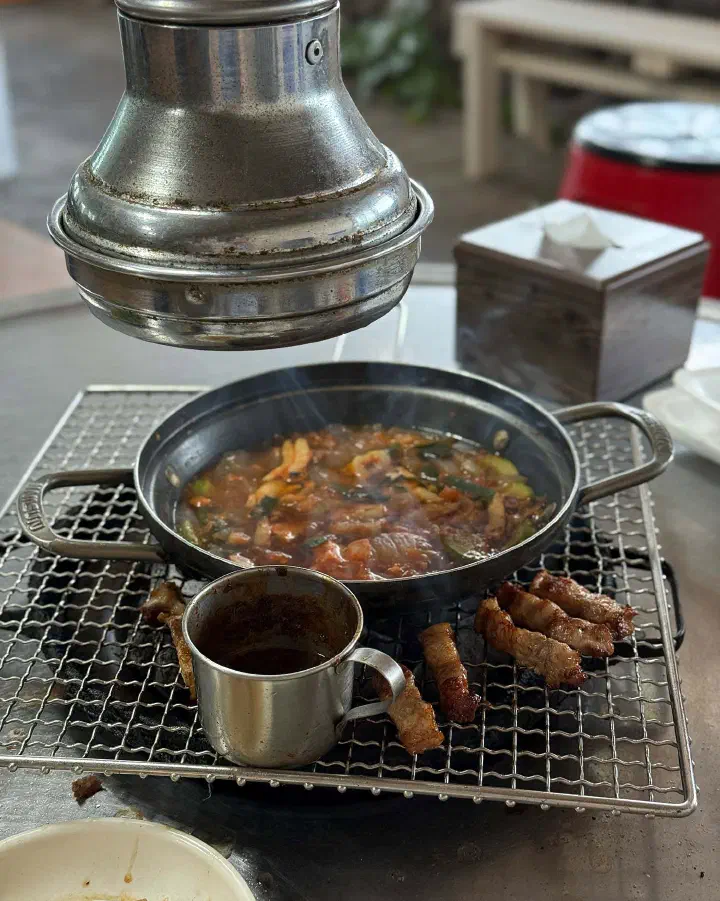 Grilled black pork close-up