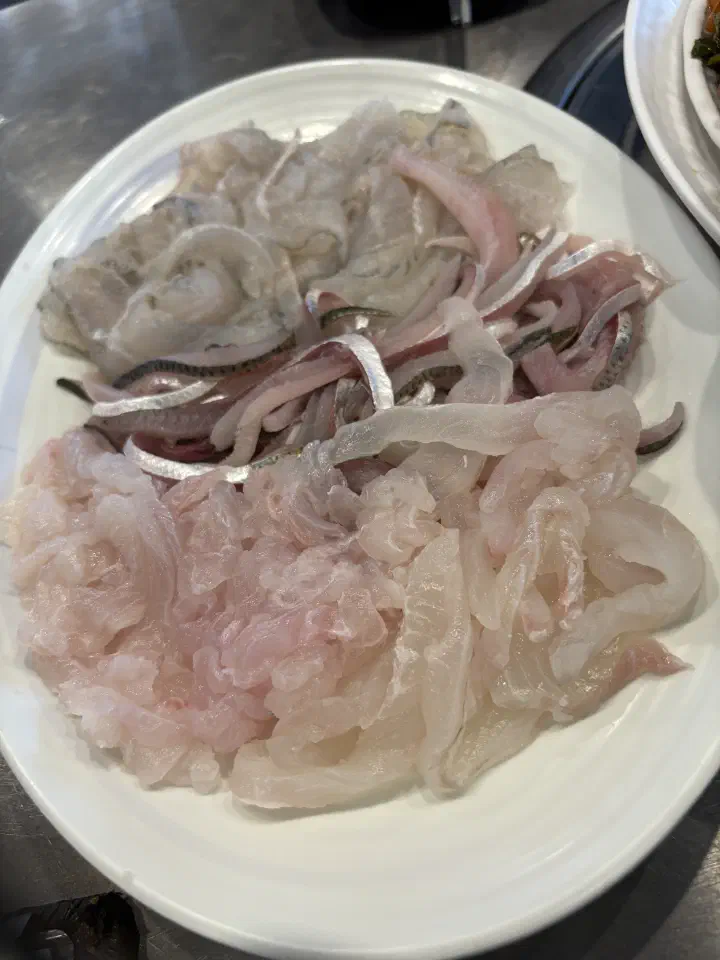 A platter of assorted white-fish sashimi at Dongbu Hoe Center