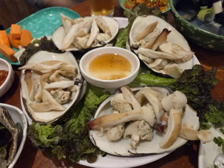 Saejogae cockle sukhoe served in the shell, a winter seasonal dish that sells out early