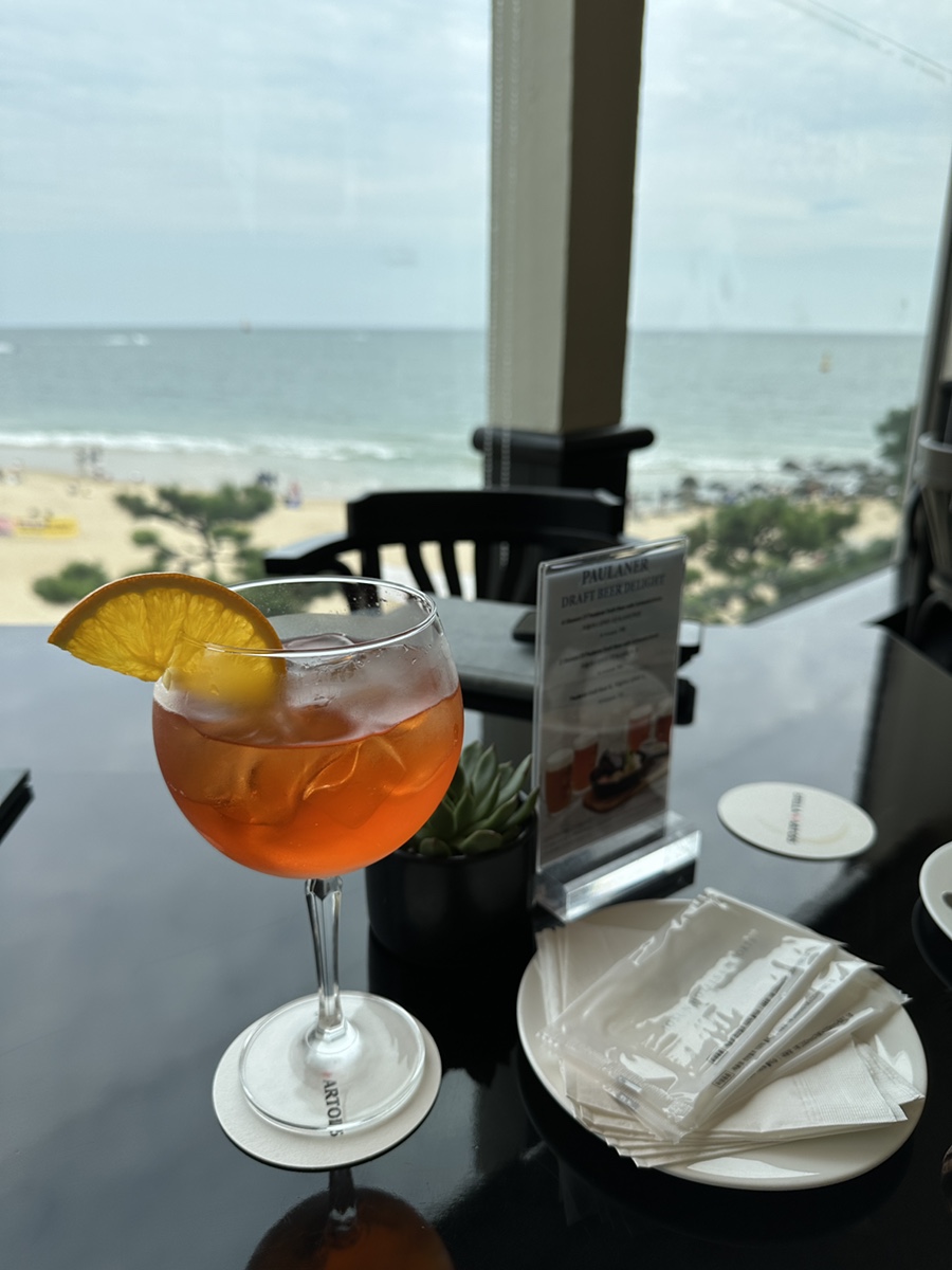 Aperol Spritz with Haeundae ocean view at O’Kim’s