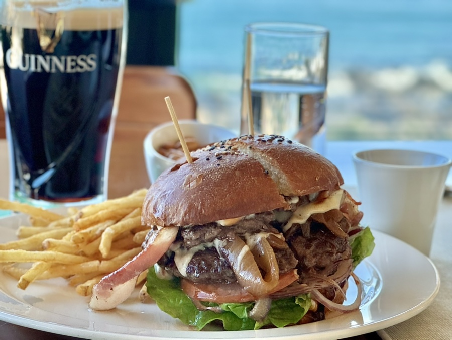 Handmade burger paired with Guinness at O’Kim’s