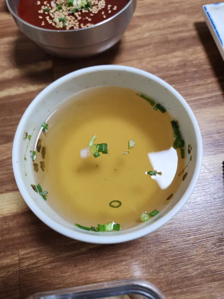 Rich anchovy broth at Daegung Hoetown