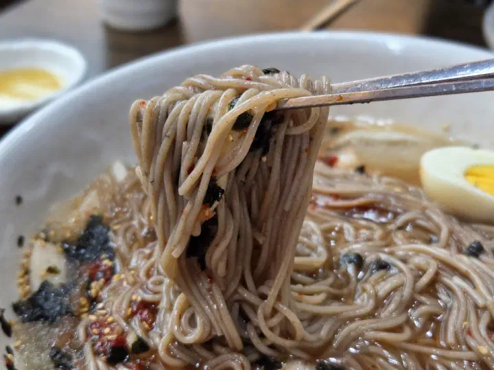 주문진 막국수 메밀면 클로즈업
