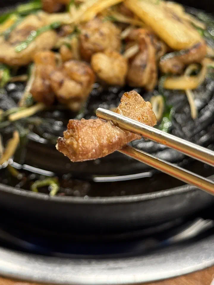Close-up of offal on the grill