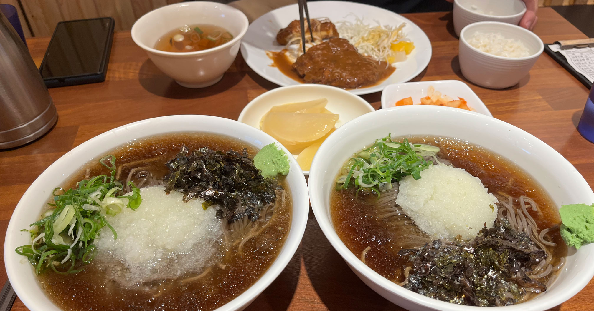 Cold soba and tonkatsu spread at Bonyeoubonjeong in Ulsan