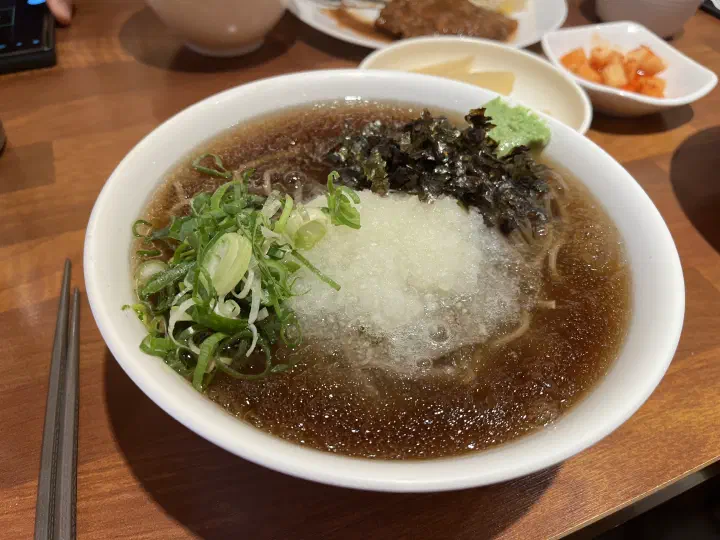 Naengsoba cold buckwheat noodles with shaved ice at Bonyeoubonjeong
