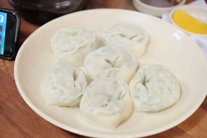 Plate of handmade king dumplings at Cheonghakdong Eonyang Bonjeom