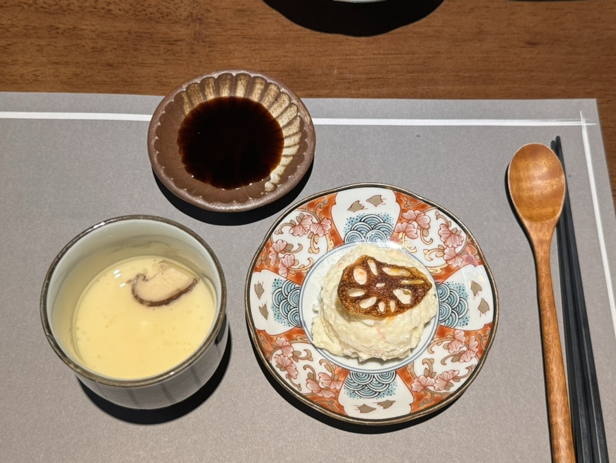 Chawanmushi and potato salad course
