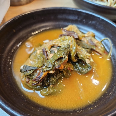 Stewed cabbage banchan glazed with galbi-jjim sauce at Jeonganjeong