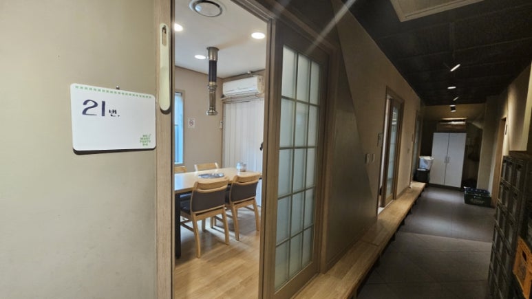 Entrance to private room number 21 at Jeonganjeong