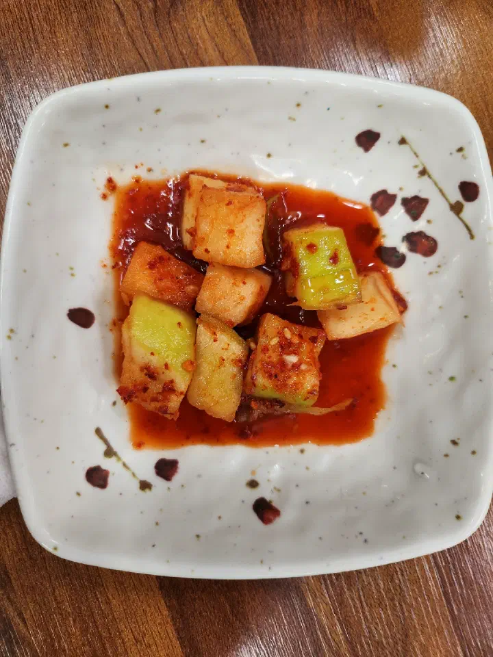 Tofu with seasoned soy sauce at Jinhwa Bokguk