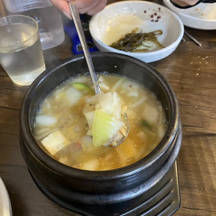 Doenjang-jjigae bubbling in a stone bowl