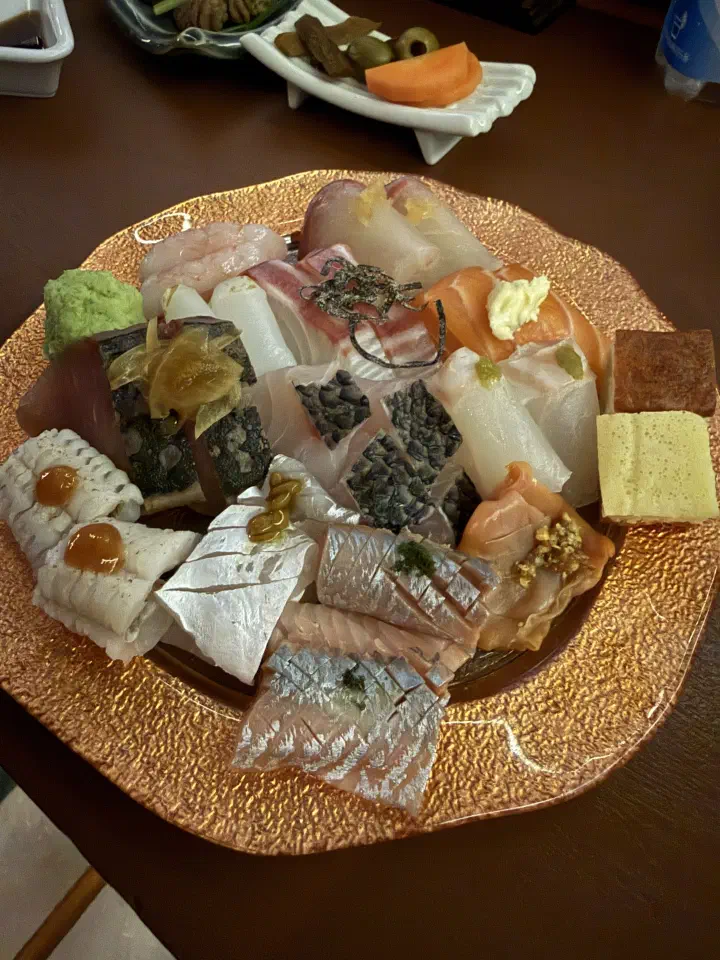 A platter of thick-cut seasonal sashimi