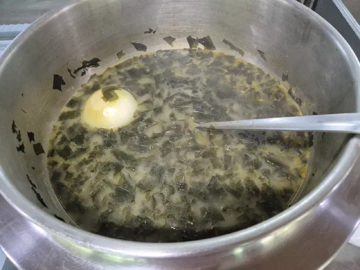 Large pot of seaweed soup