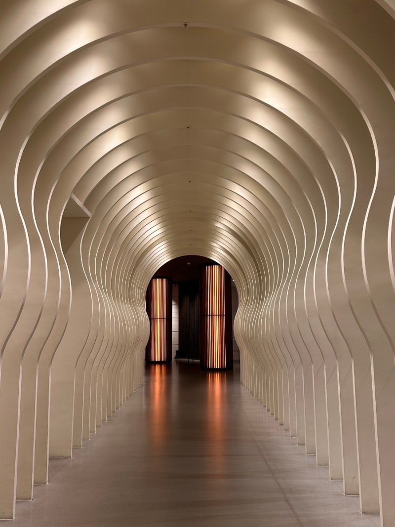 Ananti Cove signature entrance tunnel illuminated at night
