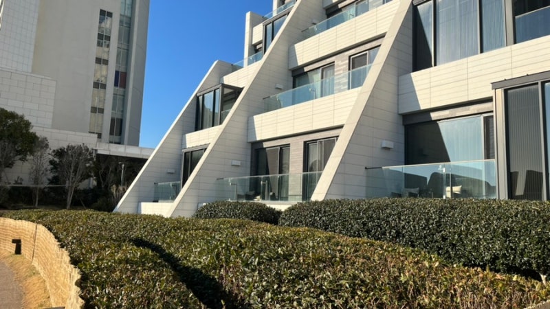 Distinctive A-frame exterior of Ananti Cove’s main building