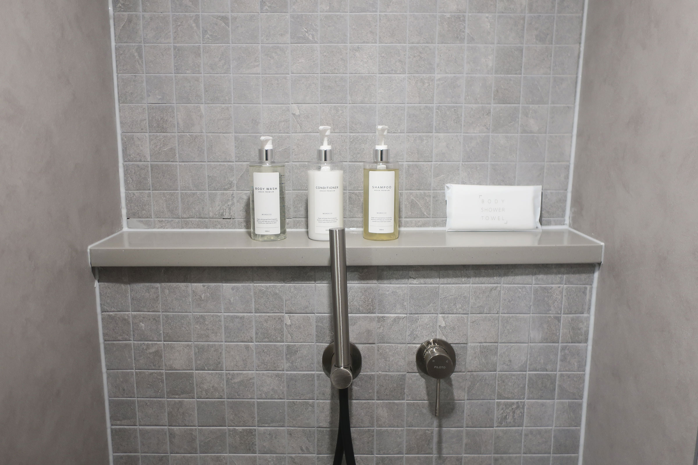 Shower amenities at Ocean Bliss villa - shampoo, conditioner, and body wash