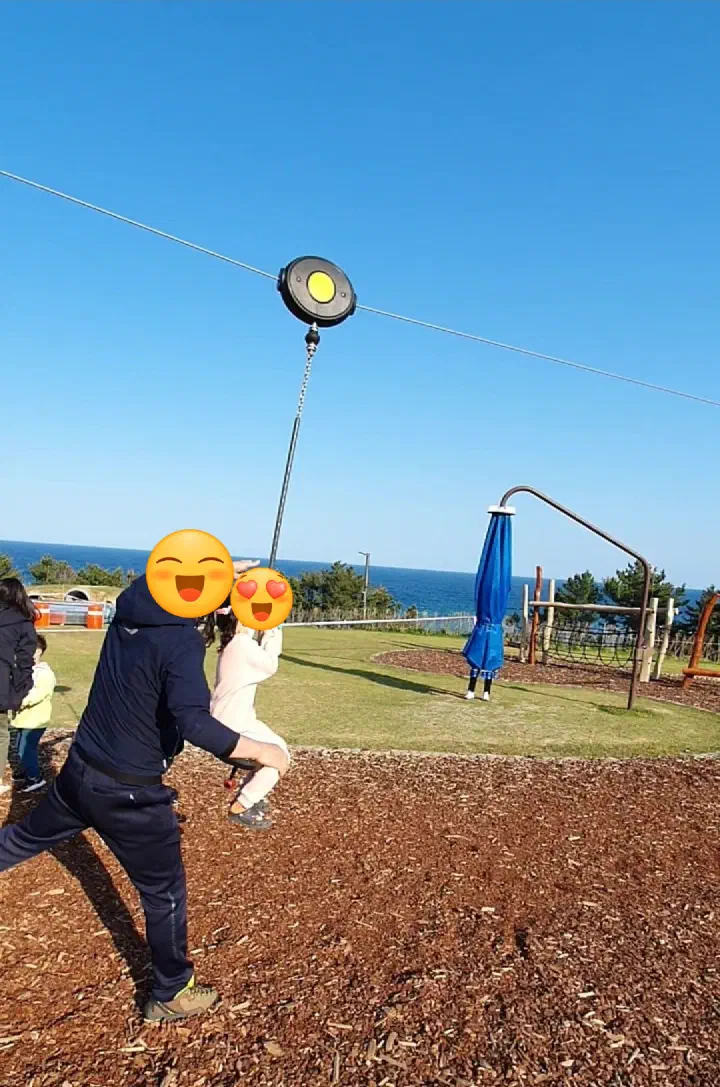 Dragon-shaped Mireu Playground and zipline at Daewangam Park