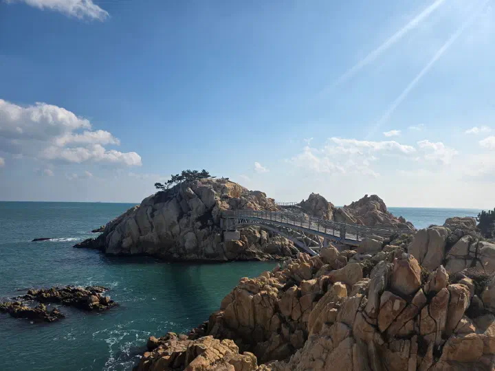 Rock formations and the East Sea at Daewangam Park