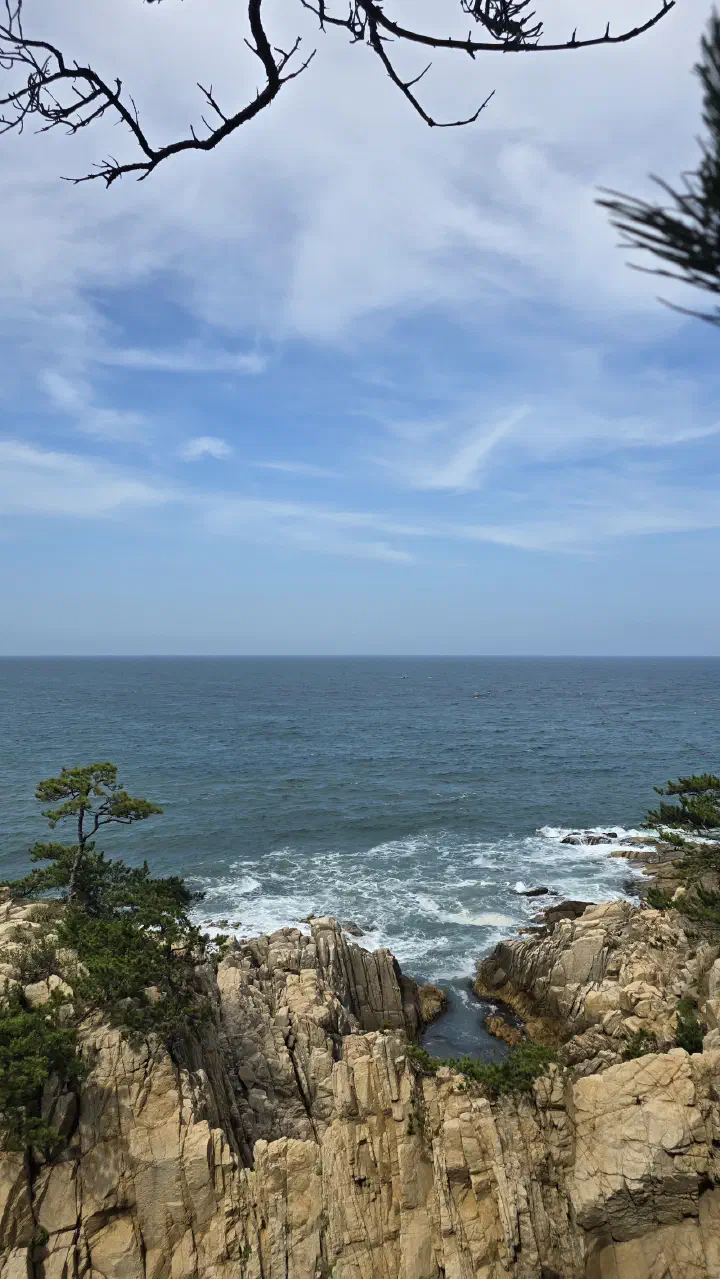 Rock formations and the sea on the legend-rock trail at Daewangam