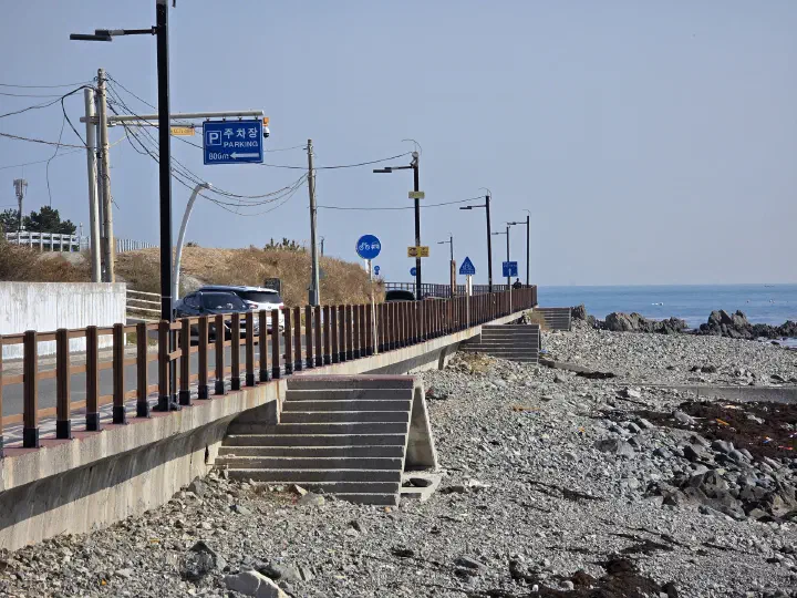 Stairs leading down to the shore at Ganjeolgot