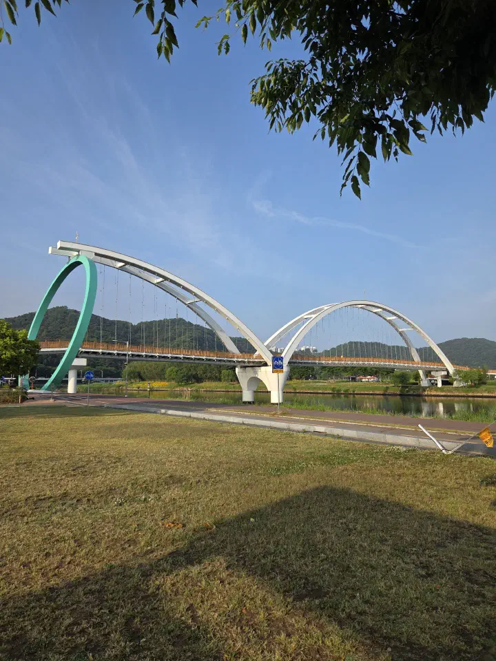 Eunhasu arch bridge over the spring garden at Taehwagang National Garden, Ulsan
